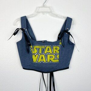 Hand Crafted Navy Blue Star Wars Corset Top – Bold Retro Vibes